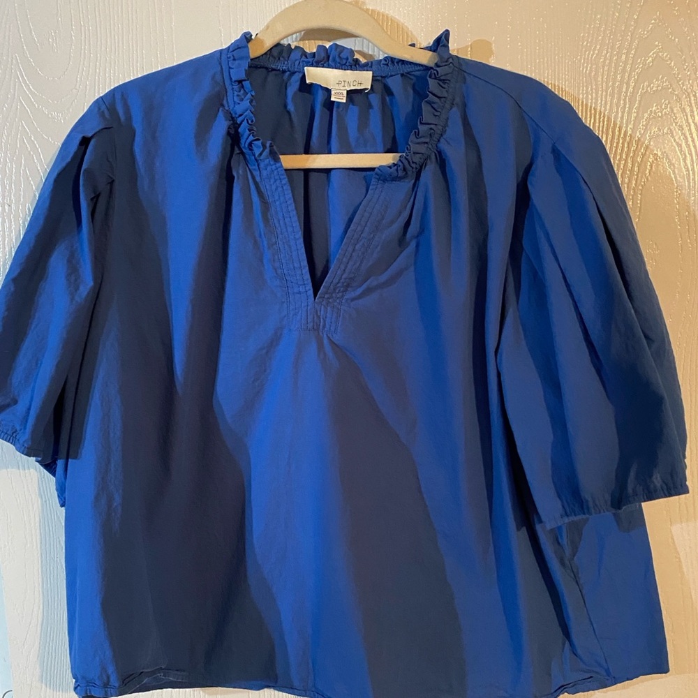 Pinch XXL Royal Blue Ruffled Collar Blouse